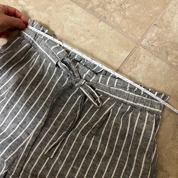 Express High Rise Striped Paperbag Waist Linen Shortie Shorts MEDIUM - Picture 8 of 13